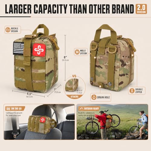 Survival Kit 250Pcs Survival Gear First Aid Kit with Molle System Compatible Bag and Emergency Tent
