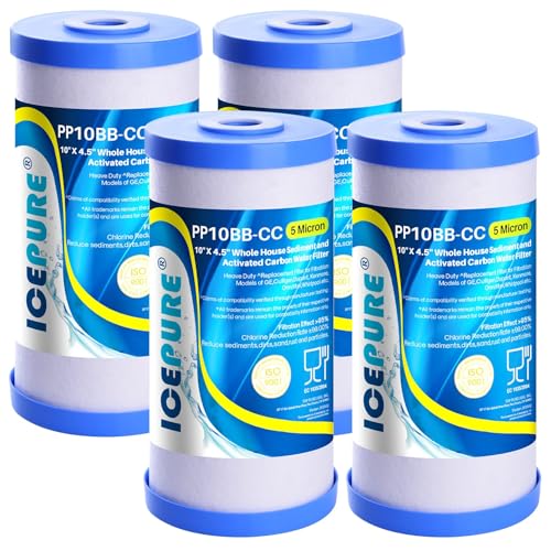 5 Micron 10" x 4.5" Whole House Sediment and Carbon Filter 4 Pack (4 Count)
