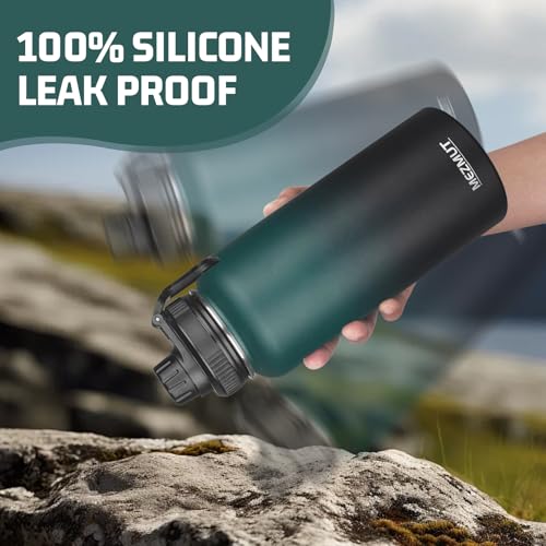 32oz Metal Sports Insulated Water Bottle with 2 Lids