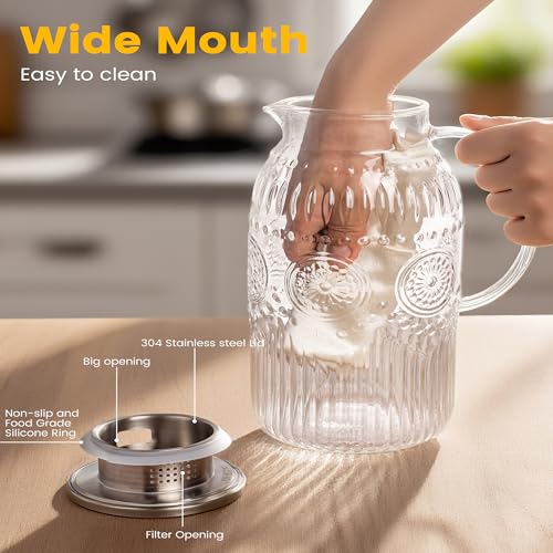 Vintage Glass Pitcher with Lid