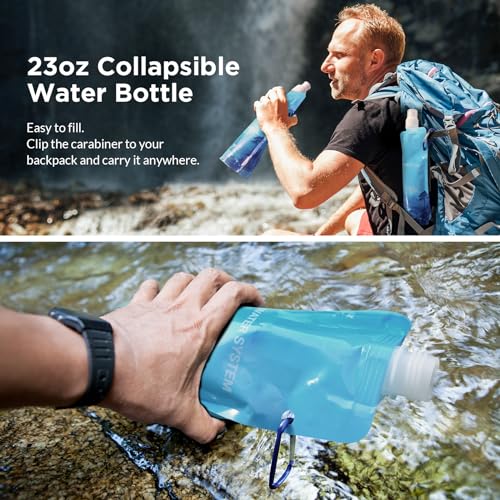 Collapsible Water Bottle 23oz with Carabiner (6 Count)