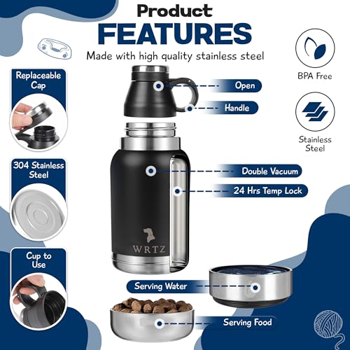 Portable Dog Water Bottle with 2 Removable Water Bowls for Dogs