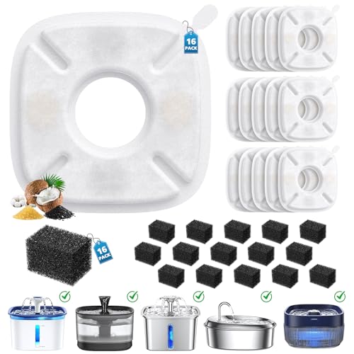 32 Pcs Cat Water Fountain Filters for Veken 95oz 67oz 135oz Pet Fountain (32 Count)