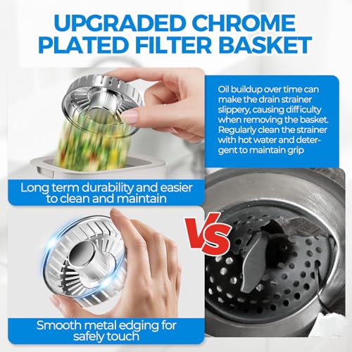 3 in 1 Kitchen Sink Drain Strainer Stopper Removable Basket Pop