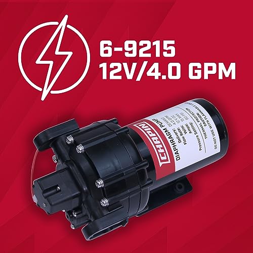 6-9215 12V/4.0 GPM 60 PSI Self-Priming Diaphragm Water Pump for ATVs, Marine, Boating, Water Supply, Camping, RV Recreation & Boom Spray Systems