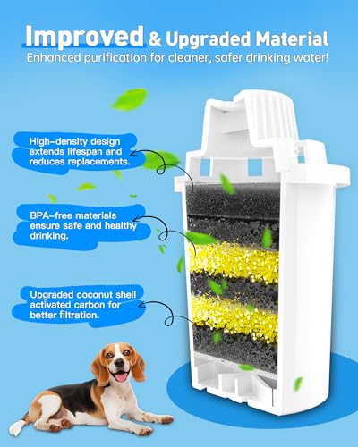 4 Pack) Dog Water Fountain Filters-Replacement Filters for Lesotc Dog Water Bowl Dispenser, High-Efficiency Activated Carbon Cartridges for Safer, Cleaner Pet Drinking (4 Count)