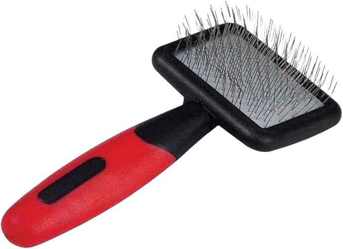 Ryan's Pet Supplies Paw Brothers Soft Pin Flat Slicker Brush for Dogs, Professional Grade, Stainless Steel Pins, Flexible Head, Comfort Grip, Mini, 4.75" x 2.25" x 1.5" - AquaVibe