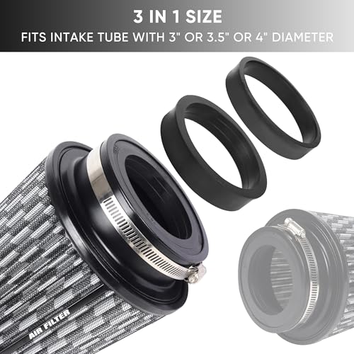 3 3.5 4 Inches Cold Air Intake Filter 76mm 89mm 101mm High Performance Washable Clamp