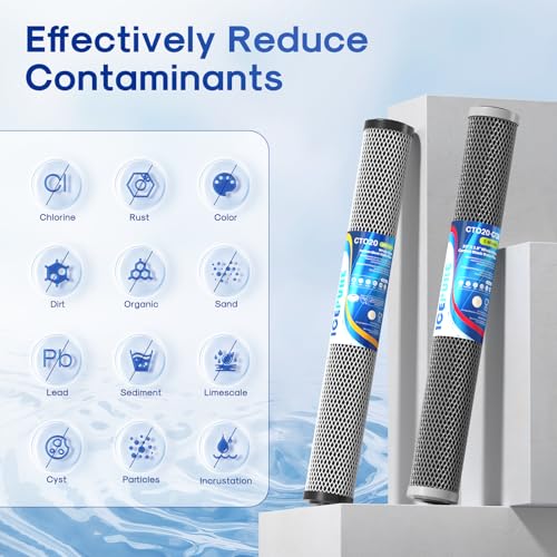 2.5"x 20" Whole House Carbon Sediment Water Filter High Capacity Combo Kit (2 Count)