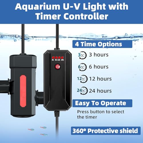 Aquarium UVC Clean Light 7W Algae Clear Green Bloom Clean Fish Tank UVC Water Clean Lamp for Sump Pond Filter Tank