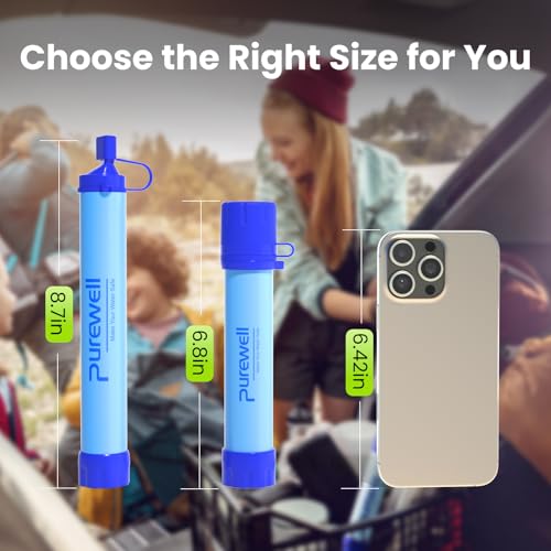 Outdoor Water Filter Personal Water Filtration Straw Emergency Survival Gear Water Purifier for Camping Hiking Climbing Backpacking (4 Count)