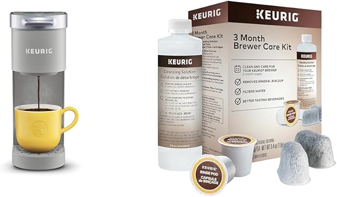 Keurig K-Mini Single Serve Coffee Maker & 3-Month Brewer Maintenance Kit Includes Descaling Solution, Water Filter Cartridges & Rinse Pods, Compatible Classic/1.0 & 2.0 K-Cup Coffee Makers, 7 Count