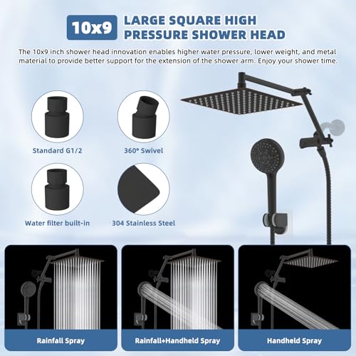 Metal 10" Rain Shower Head with Handheld