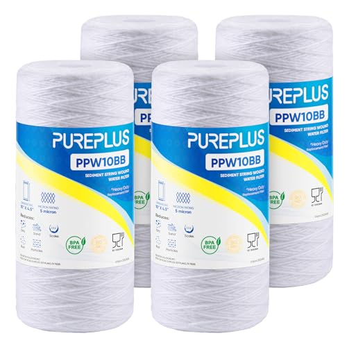 5 Micron 10 x 4.5 Whole House String Wound Sediment Filter for Well Water (4 Count)