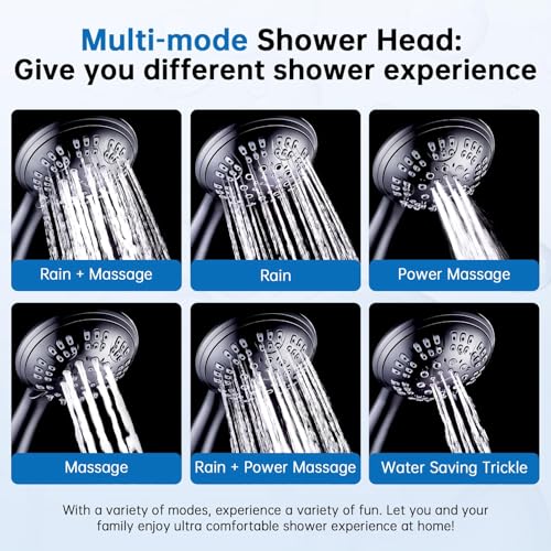 Shower Head with Metal Shower Holder and Long Hose