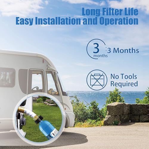 2 Pack RV Inline Water Filter with Flexible Hose Protector (2 Count)