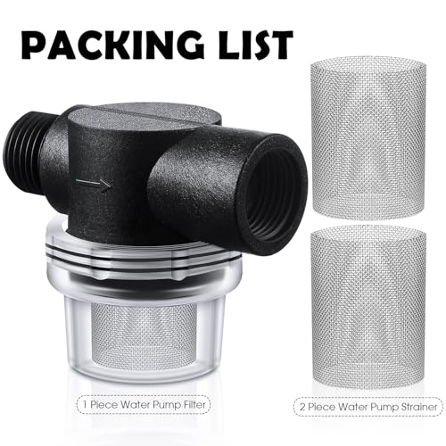 3 Pcs Water Pump Strainer Filter Set Include Twist on Pipe Filter and Extra 50 Mesh Stainless Steel Screen (3 Count)