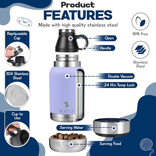 Portable Dog Water Bottle with 2 Removable Water Bowls for Dogs