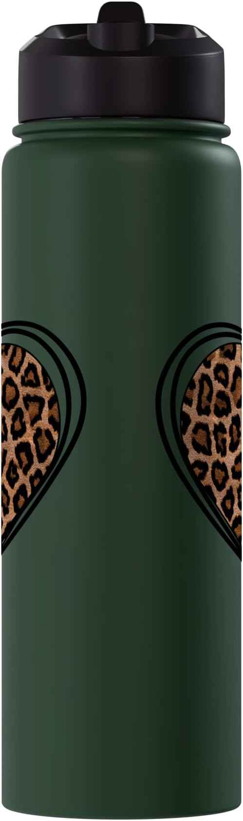 Heart Shape - Cute Cheetah Leopard Print Graphic Stainless Steel Insulated Water Bottle