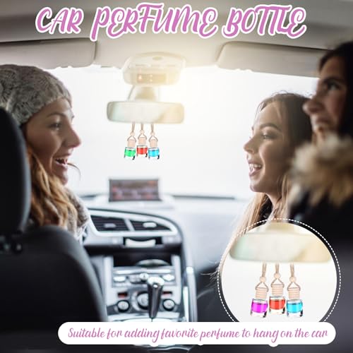 60 Pcs Hanging Car Air Freshener Car Diffuser Bottle Empty Glass Perfume Air Freshener Diffuser Bottle Pendant for Essential Oils Fragrance Aromatherapy Ornament Decor (60 Count)