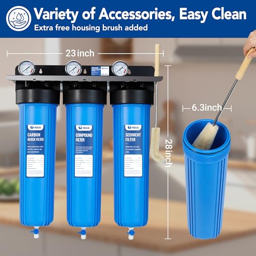 WF3-01 3-Stage Whole House Water Filtration System, Reduces Heavy Metals (Lead, Mercury, Arsenic, Cadmium, Chromium), Chlorine, Sediment, Odor, and VOC’s (3 Count)