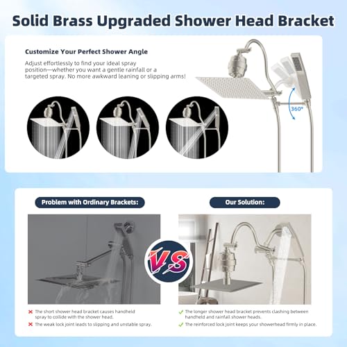 All Metal 12'' Filtered Rainfall Shower Head Combo