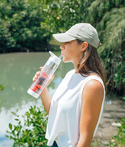 Fruit Infuser Water Bottle with Straw Lid 24 oz