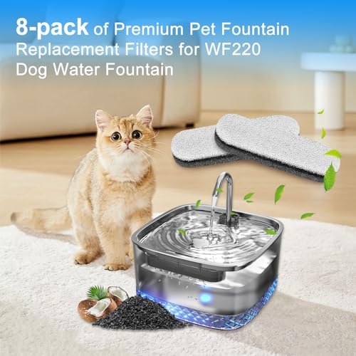 8pc Cat Water Fountain Filter Compatible with MAILOFY WF220 Model (8 Count)