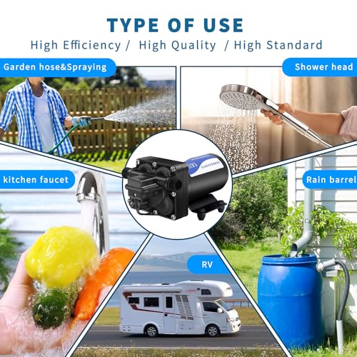 RV Fresh Water Pump 110V Water High Pressure Increase Booster Pump for Home Irrigation 5.5GPM 75PSI Marine Boat Washdown Pump Diaphragm on Demand Water Pump for Yard Garden Camp Yacht (105.76 Ounce)