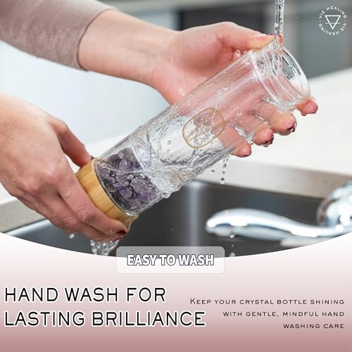 Gem Infused Amethyst Glass Water Bottle