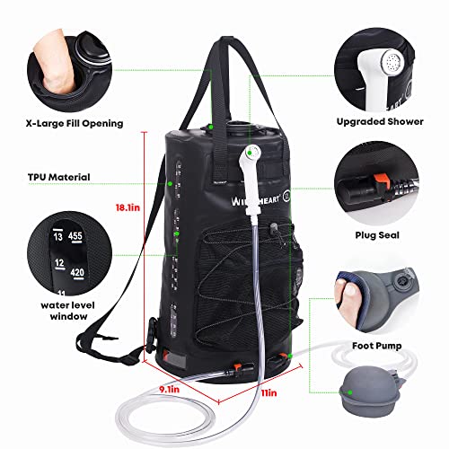 Camping Shower 22L Portable Shower for Camping with Pressure Foot Pump and Hose