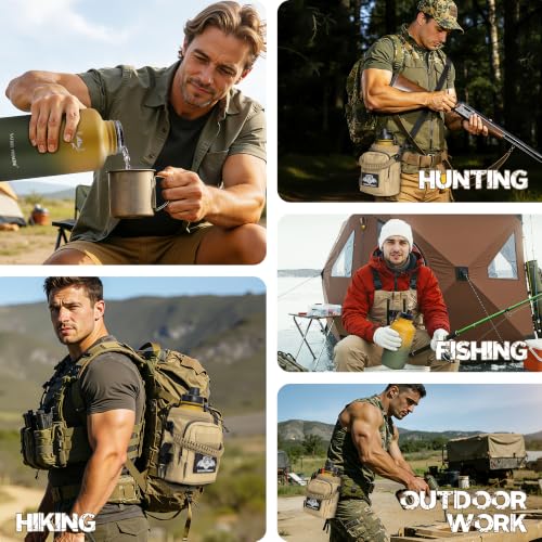 64 oz Tactical Water Bottle with MOLLE Bottle Pouch & 3 Lids