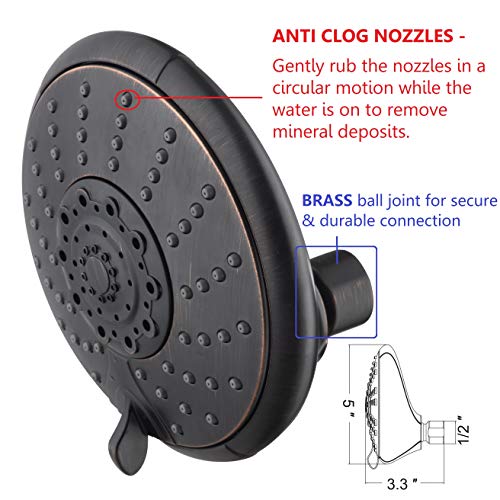 Anti Clog High Pressure Large Oil Rubbed Bronze Dual Shower Head 5
