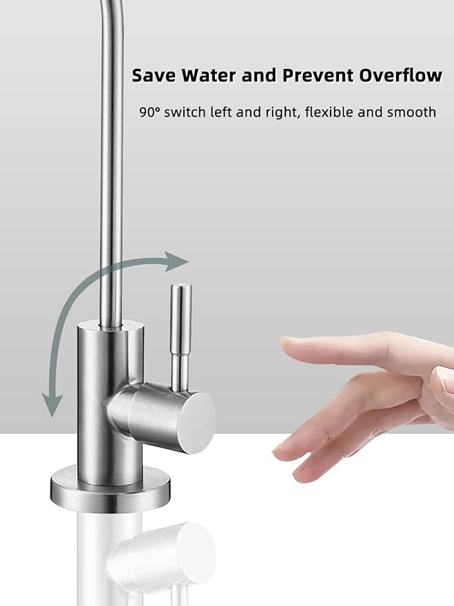 Drinking Water Faucet,Lead-Free Water Filter Faucet,Easy to Install Reverse Osmosis Faucets for Kitchen Bar Sink,Brushed Nickel SUS304 Stainless Steel