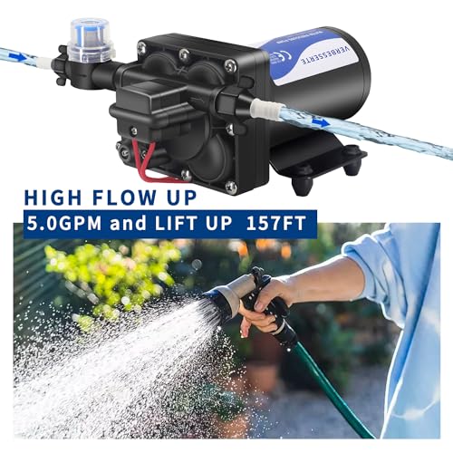 12V DC RV Water Pump Water Pressure Booster Pump for Home 5.0GPM 70PSI Marine Boats Washdown Pump Self (98.72 Ounce)