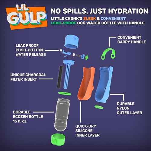 Lil Gulp Dog Water Bottle 15 Fl oz Portable Travel Bottle