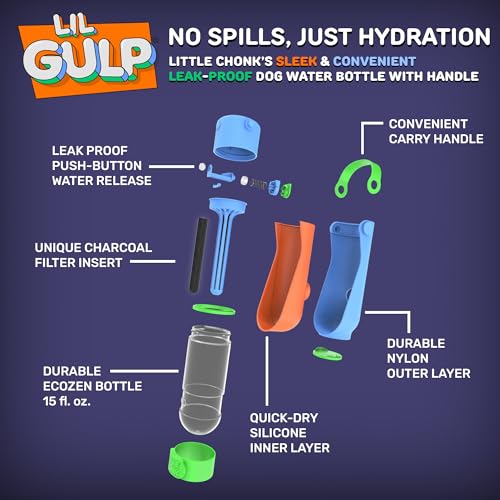 Lil Gulp Dog Water Bottle 15 Fl oz Portable Travel Bottle
