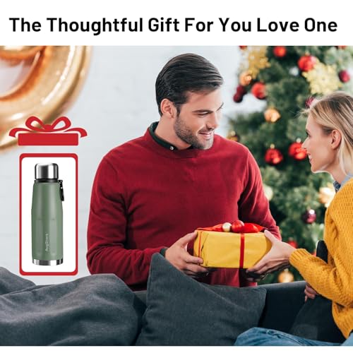 20oz Vacuum Insulated Stainless Steel Thermoses with Foldable Handle & Leakproof Lid