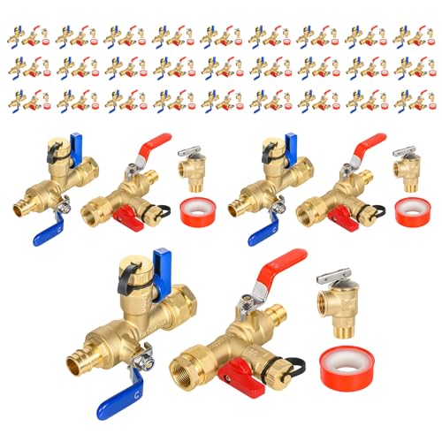 3 4 Inch GUOFIS IPS Tankless Water Heater Valve Kit with Pressure Relief Valve (30 Count)