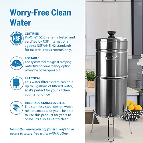 Big+ Gravity Water Filter System High Capacity Countertop Stainless Steel Water Filter Dispenser IAPMO Certified to Reduce Lead