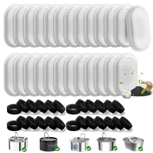 50 Pack Cat Water Fountain Filters for Stainless Steel Pet Water Dispenser (25 Count)