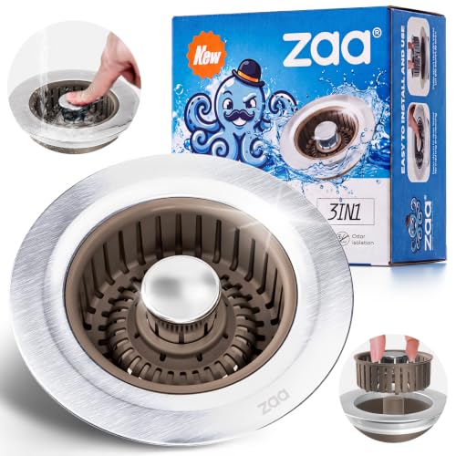3 in 1 Kitchen Sink Drain Strainer Stopper Removable Basket Pop