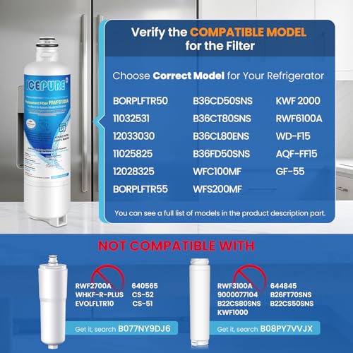BORPLFTR50 Water Filter Replacement for Bosch 11032531 (3 Count)