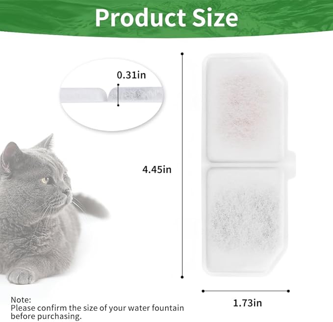 Cat Water Fountain Filters, 8 Packs Pet Water Fountain Filter Replacement Competible with Charcoal Water Fountain Filter Compatible with Cat Water Dispenser (White, 8 Filters)
