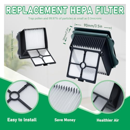 Replacement Roller Brush & HEPA Filters for Tineco S5 Steam (6 Count)