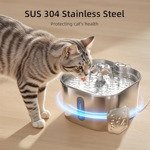 Cat Water Fountain Stainless Steel：74oz