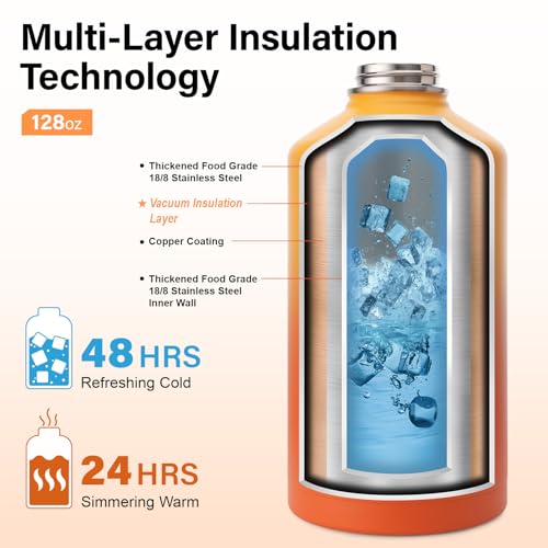 Gallon Insulated Water Bottle with Portable Carrier Bag for Outdoor
