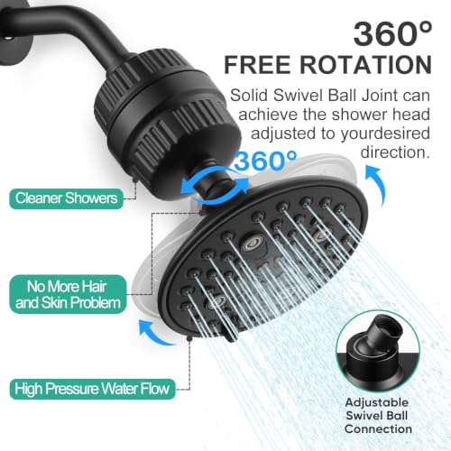 6 Setting High Pressure Filtered Shower Head Combo