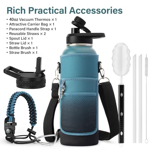 Insulated Water Bottle with Portable Carrier Bag for Outdoor 40 oz