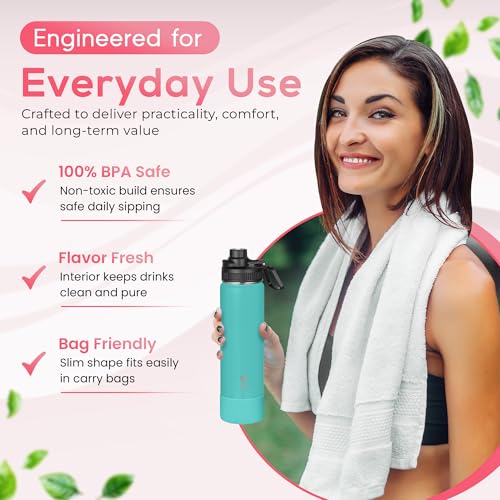 Y TOP 24 oz Insulated Water Bottle Leak Proof Spout Lid Fits in Car Cup Holder